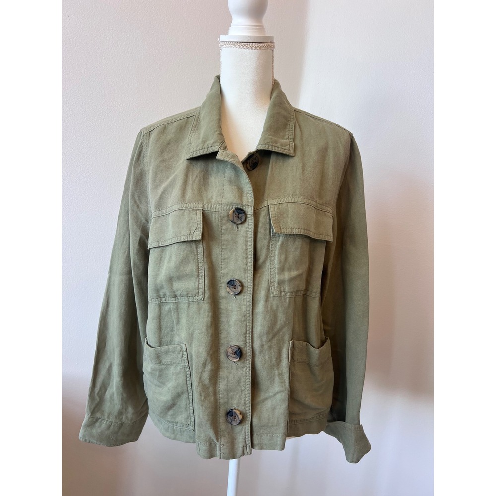 Nicole Miller green linen utility jacket XL
